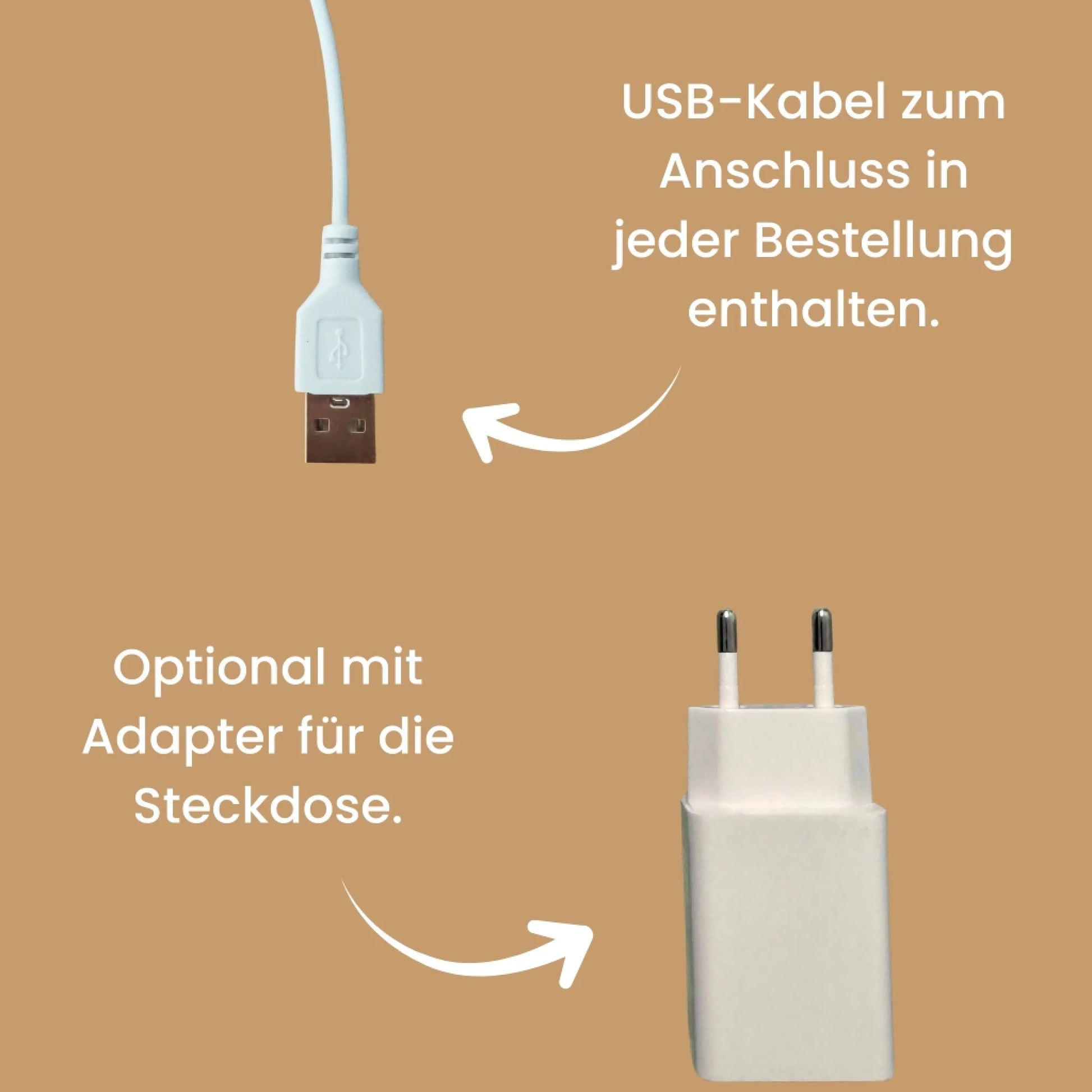 Herz-Acrylglas mit LED – Love – LED-Holzsockel mit USB-Kabel